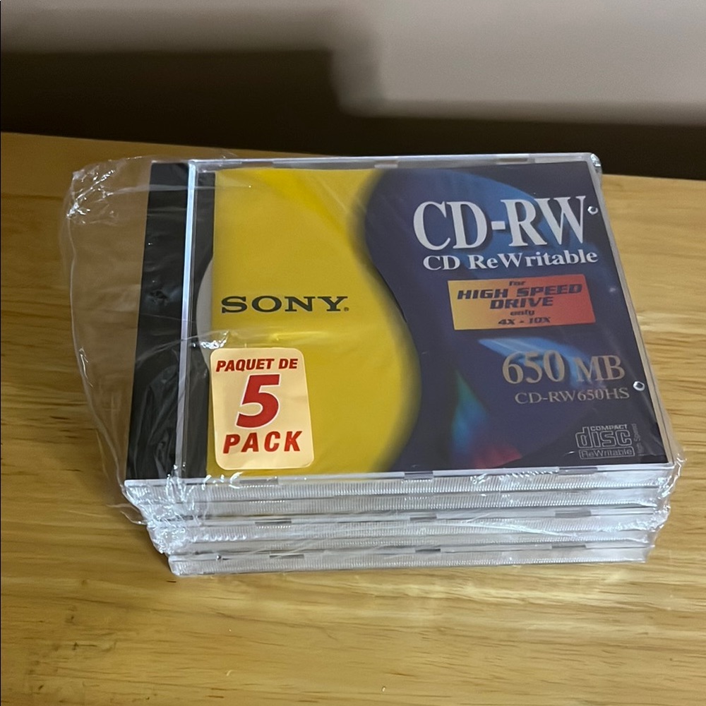 😄Sony blank CDRW5 pack discs high speed drive  NEW